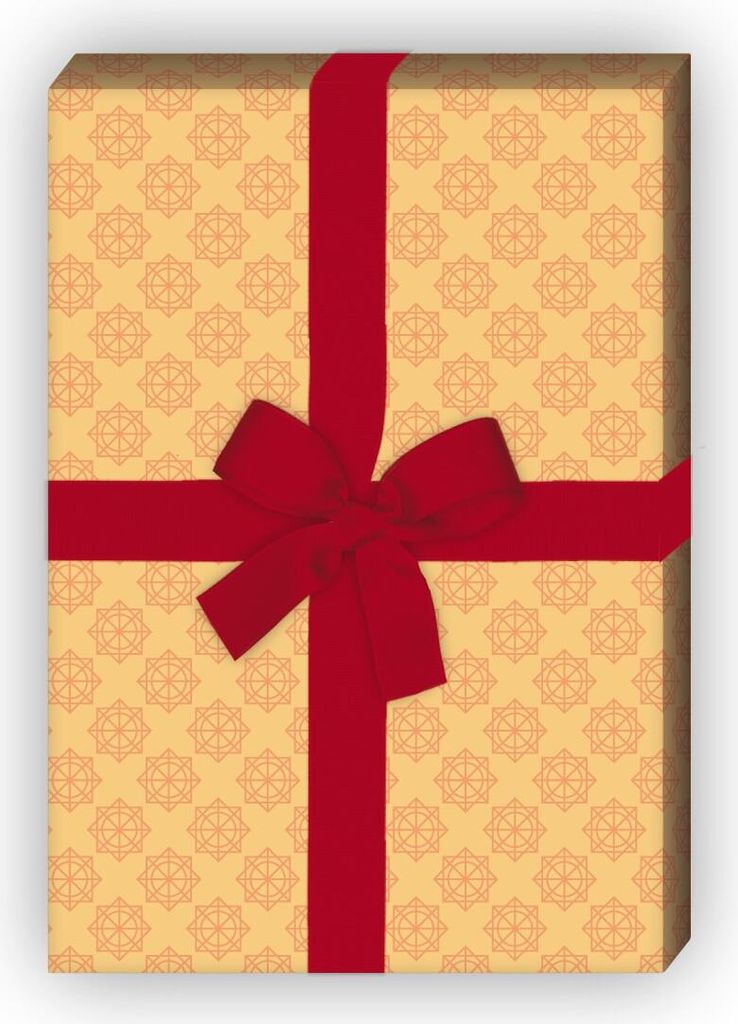 Vintage Sternen Geschenkpapier im geometrischen Retro Design, gelb - G8341, 32 x 48cm