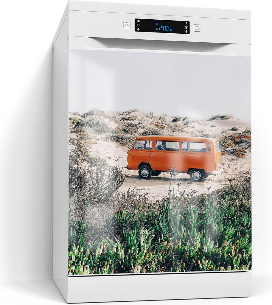 DEQORI Magnetmatte Spülmaschine Standard 60x70 cm 'Küstenabenteuer im VW' Magnetfolie