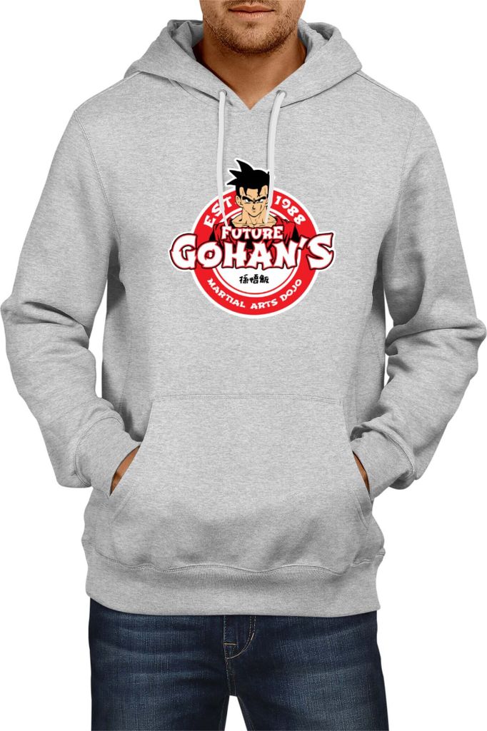 Herren Kapuzenpullover Dragon Anime Manga Ball Z Future Gohan, Man M / Grau