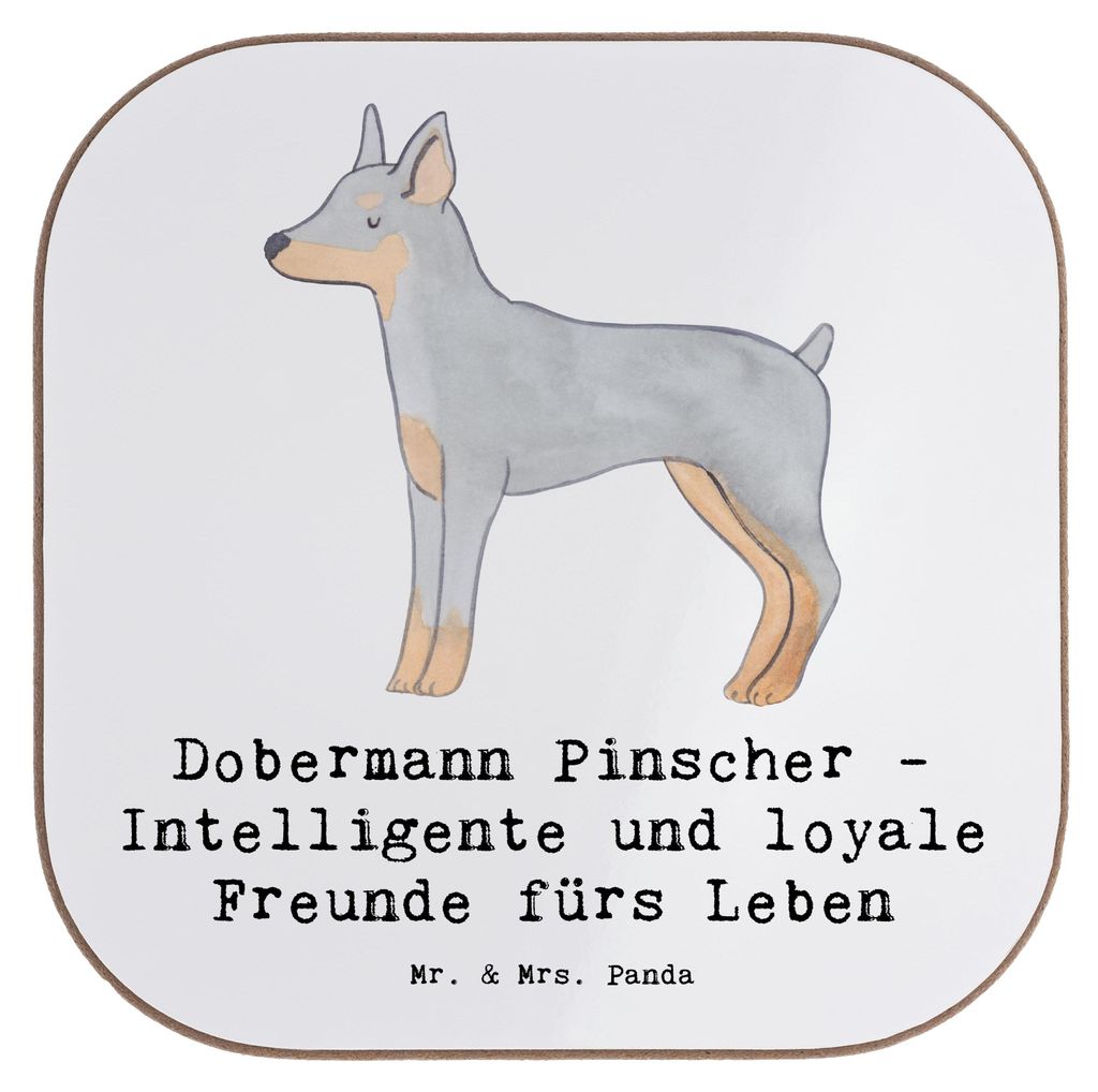 Mr. & Mrs. Panda Untersetzer für Gläser Dobermann Pinscher Freund - Weiß - Geschenk, Getränkeuntersetzer, Tischschoner, Teeuntersetzer, Hundera...