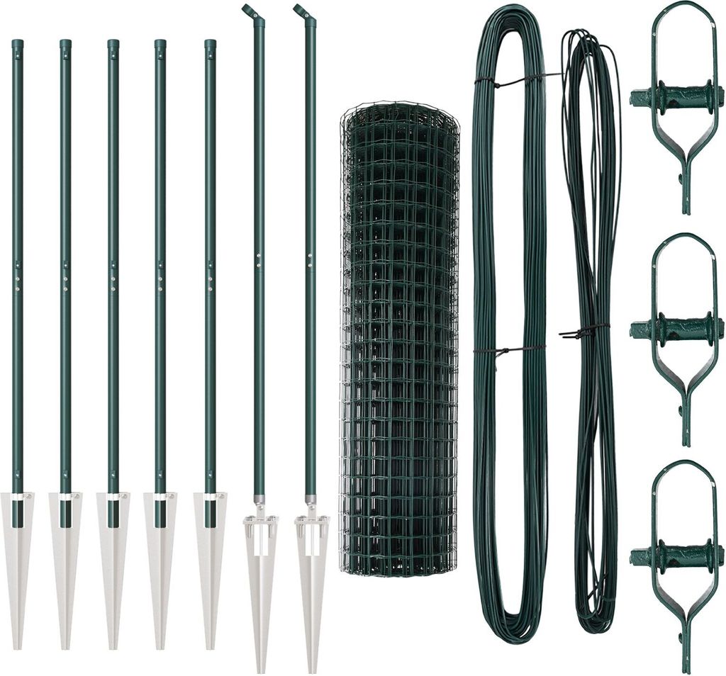 Möbel Euro-Zaun mit 7 Sternankern 1x10 m verzinkter Stahl Grün - Metallzäune 3350539
