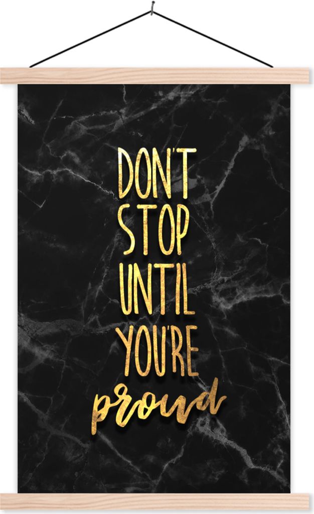 MuchoWow Textilposter Zitat - Stolz - Gold - Marmor 40x60 cm mit holzfarbenen Rahmen - Poster