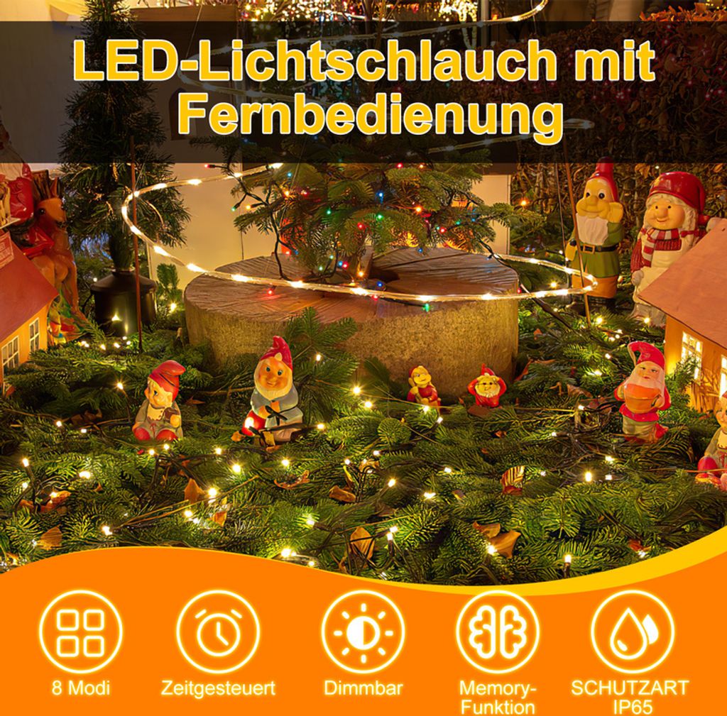 Jopassy 20m LED Lichtschlauch WarmWeiß