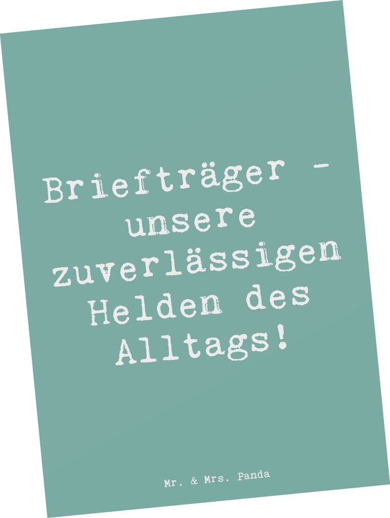 Mr. & Mrs. Panda Postkarte Spruch Briefträger Helden - Meeresbrise - Geschenk, Ansichtskarte, Dankeschön, spruchkarte, Freude bereiten, Bedanken,...