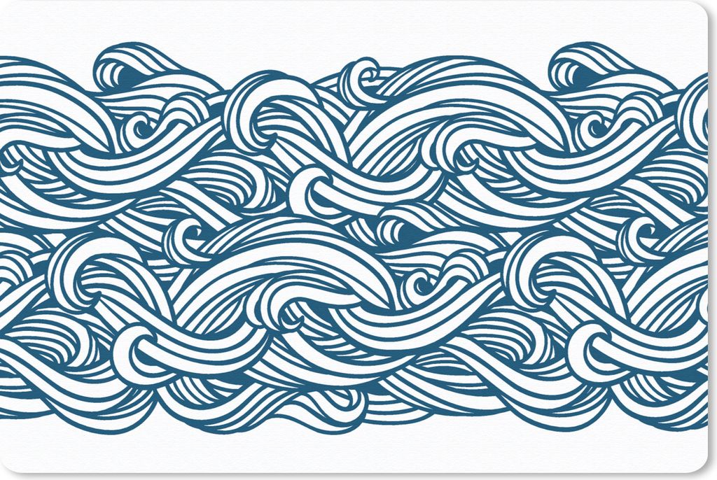 MuchoWow Schreibtischunterlage Muster - Wellen - Meer 60x40 cm - XXL Mauspad - Großes Mauspad