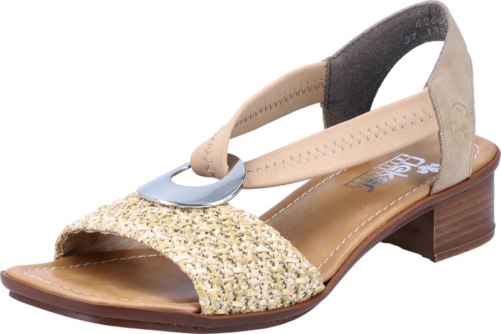 Rieker Damen Sandale Sandalette Karree Bastoptik Stretch Produktbild 