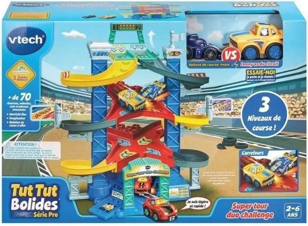 Circuit de Voitures Vtech Super Tour Duo Challenge - Jeu de Course 3D