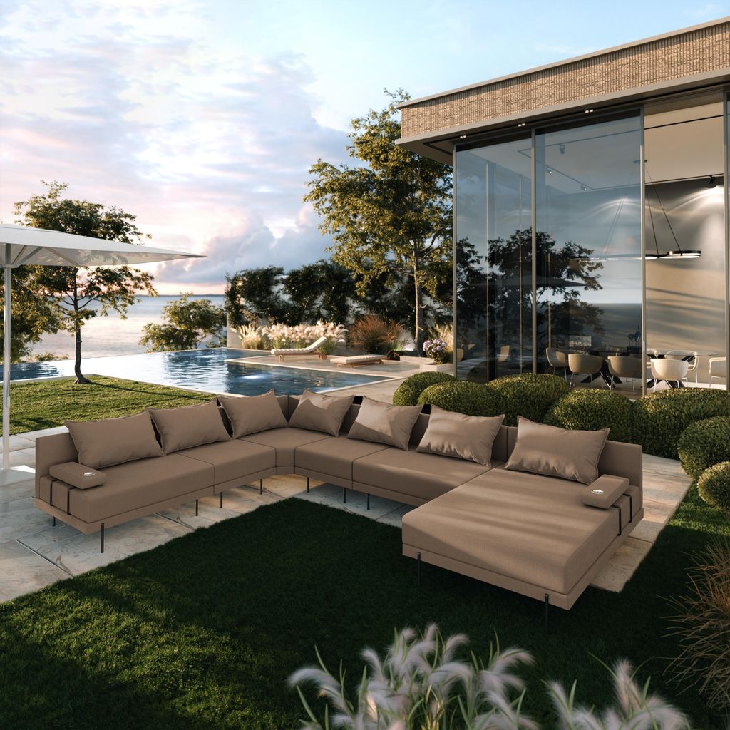 TRADA Narożnik ogrodowy Bahama XXL Beżowy Lewy 410x298 cm Zdjęcie produktu 