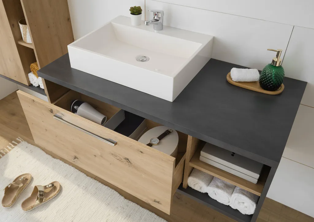 Meuble vasque Nebraska effet béton Matera 110cm - Finition Premium
