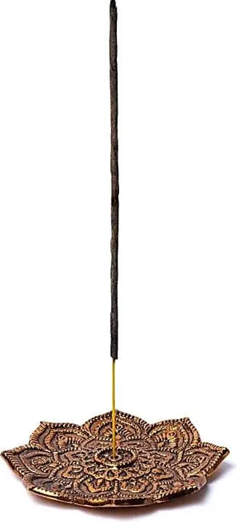 Porte-Encens Lotus Anti-Cendres Cuivre - 3 Supports 10cm Propres Zen
