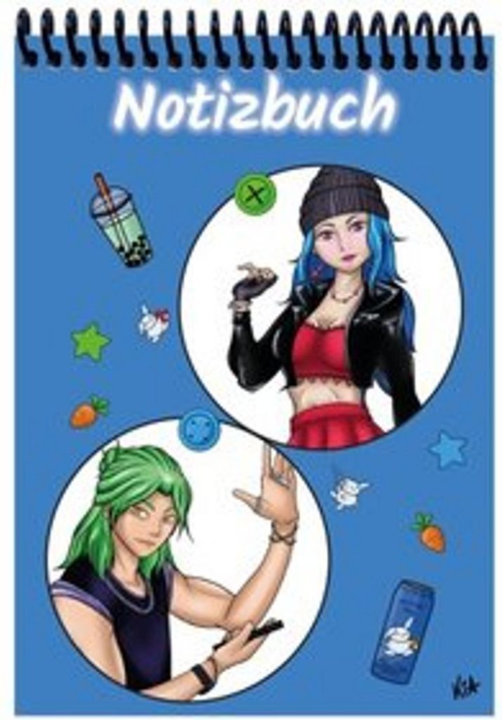 A 5 Notizblock Manga Quinn und Enora, blau, blanko
