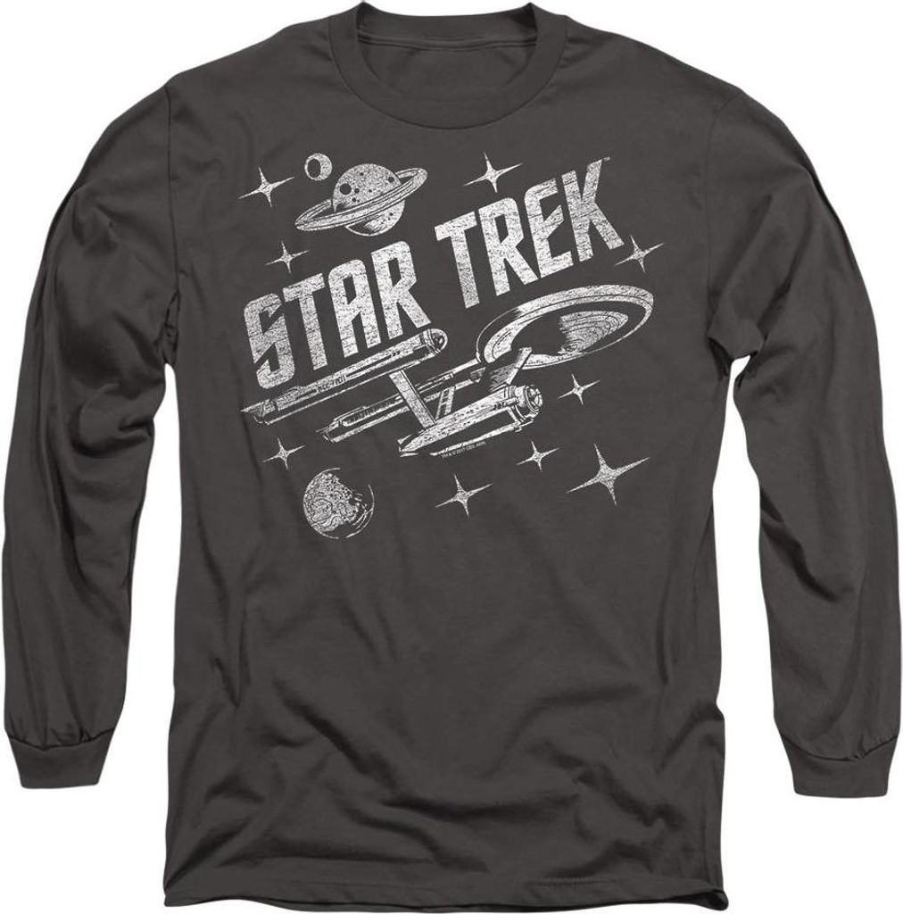 Star Trek - "Through Space" T-Shirt für Herren/Damen Uni TV9505 (L) (Holzkohle)