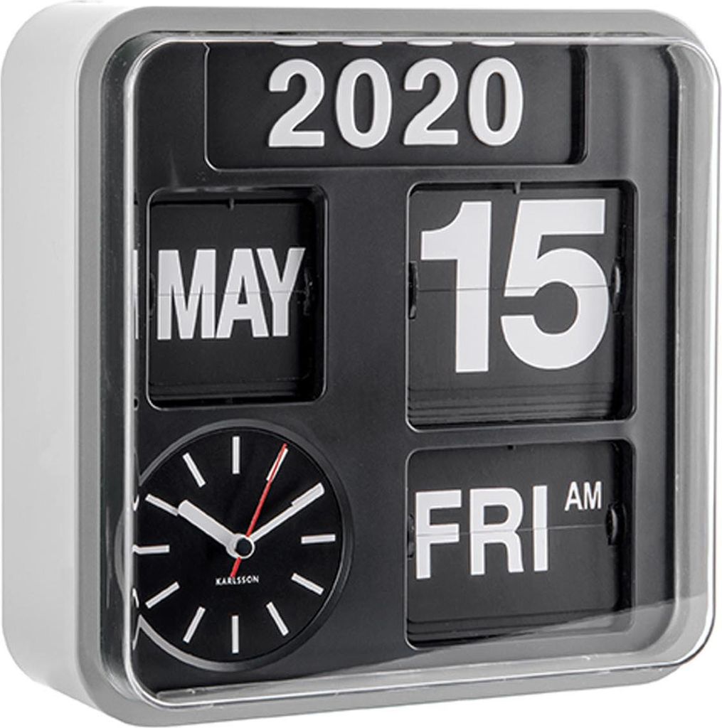 Karlsson - Wanduhr Mini Flip - Silber/Schwarz - 24x24x10cm Produktbild 