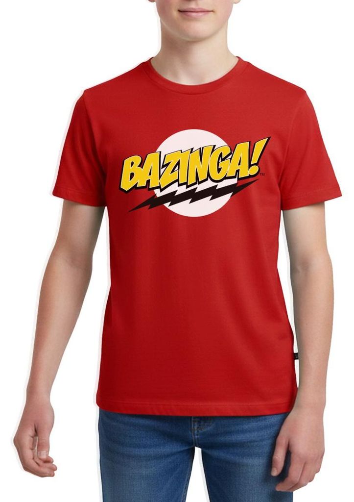 Spreadshirt The Big Bang Theory Bazinga Teenager Premium T-Shirt, 146/152 (10 Jahre), Rot