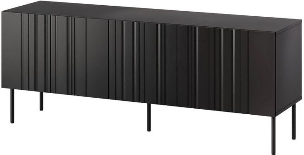 MIRJAN24 TV-Lowboard Isla 150 3D, TV-Schrank mit drei Drehtüren, Wohnzimmer Kollektion (Farbe: Schwarz)