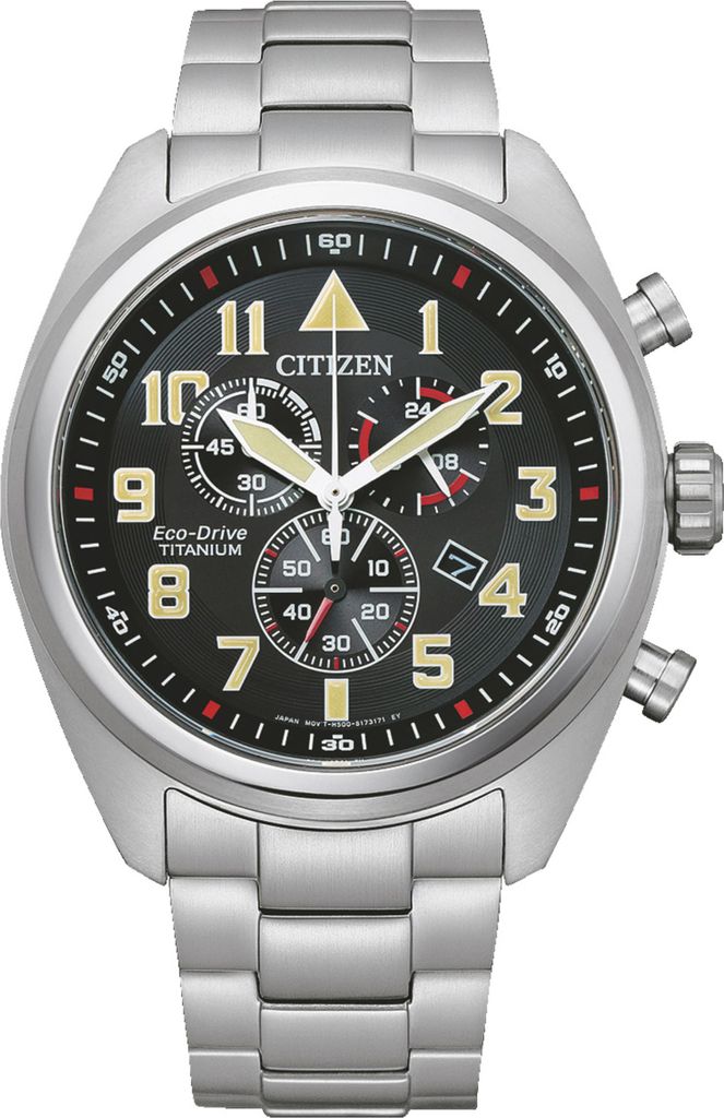 AT2480-81E Eco-Drive Herren Chronograph Titan schwarzes Produktbild 