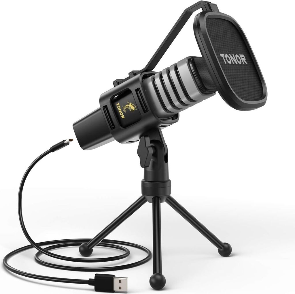 "TONOR USB Mikrofon mit Nierencharakteristik, Popfilter, Mikrofonspinne für PC, Laptop & Desktop – Ideal für Streaming, Podcasting, Voice-Over,...