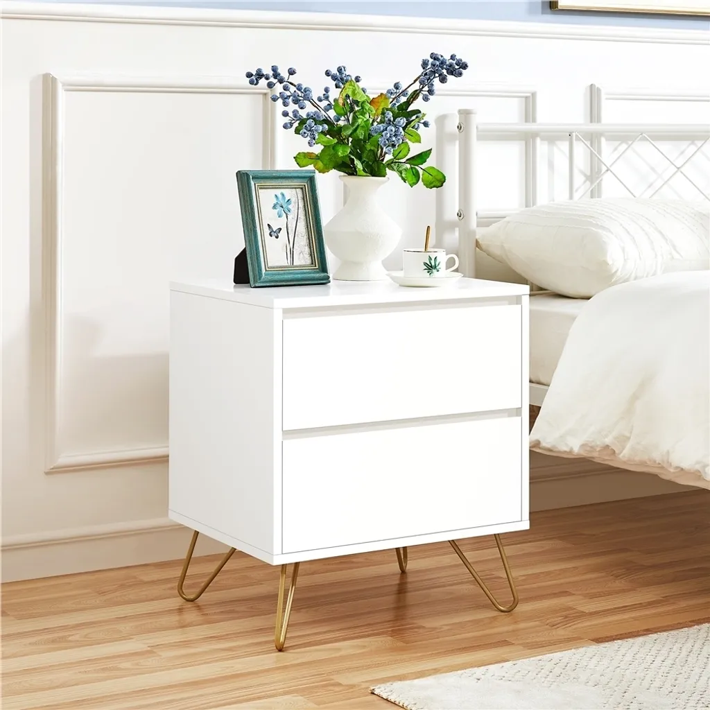 Commode de Chevet Design à 2 Tiroirs pour Chambre ou Salon Moderne - 2