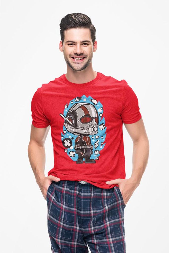D&B Férfi Uni Polo PC00001 Ant Man Rot-Größe L