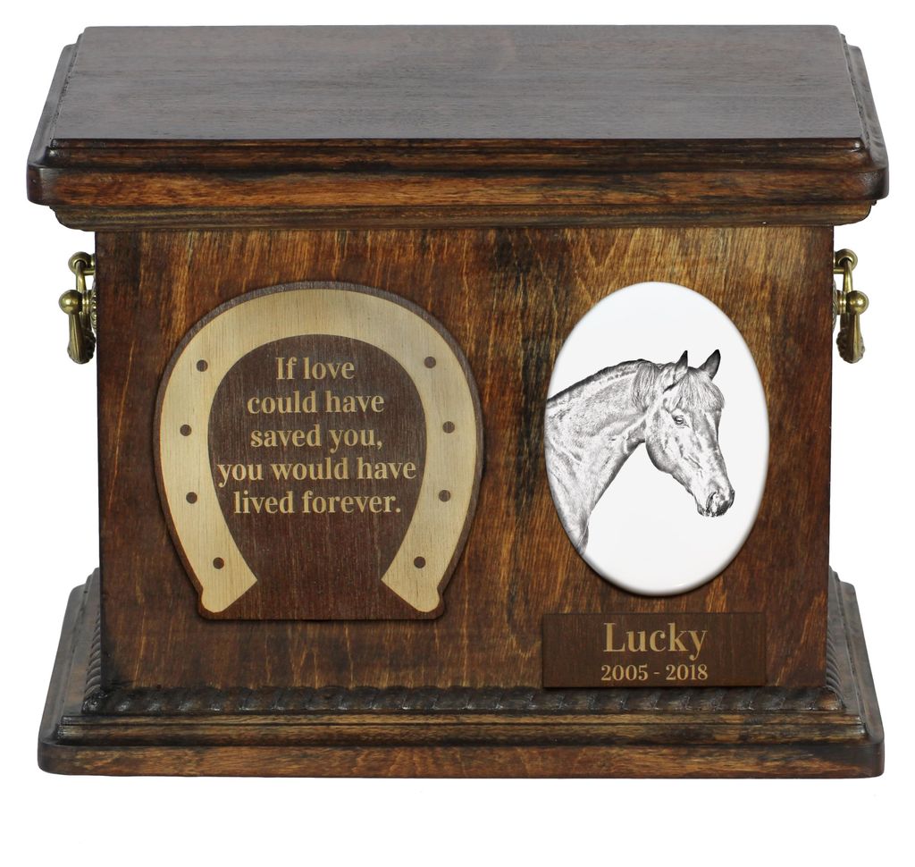 Braunes Pferd - Eine Urne für die Asche eines Pferdes, eine Urne für ein Pferd mit Foto, personalisierte Tierasche-Box von Art-Dog.