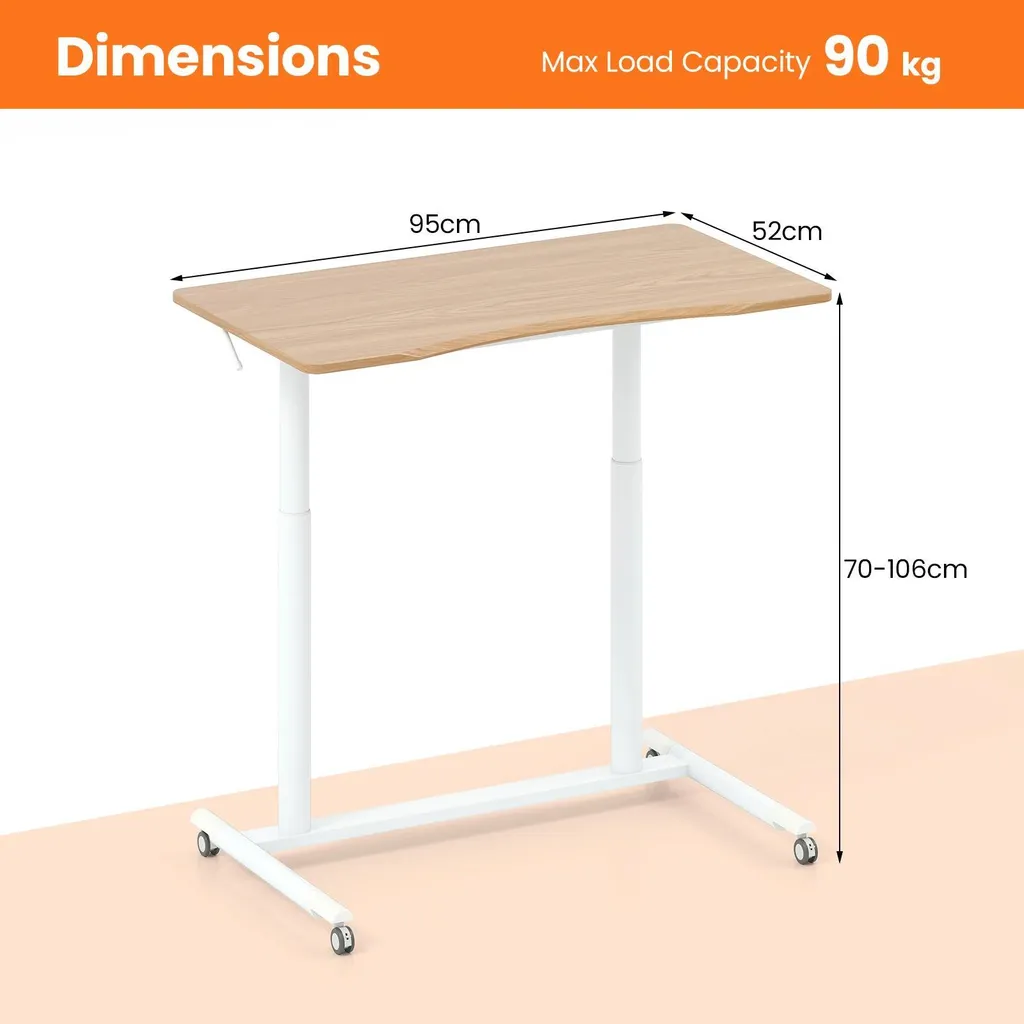Table d'appoint mobile ajustable pour PC portable - Structure bois Kaki - 3