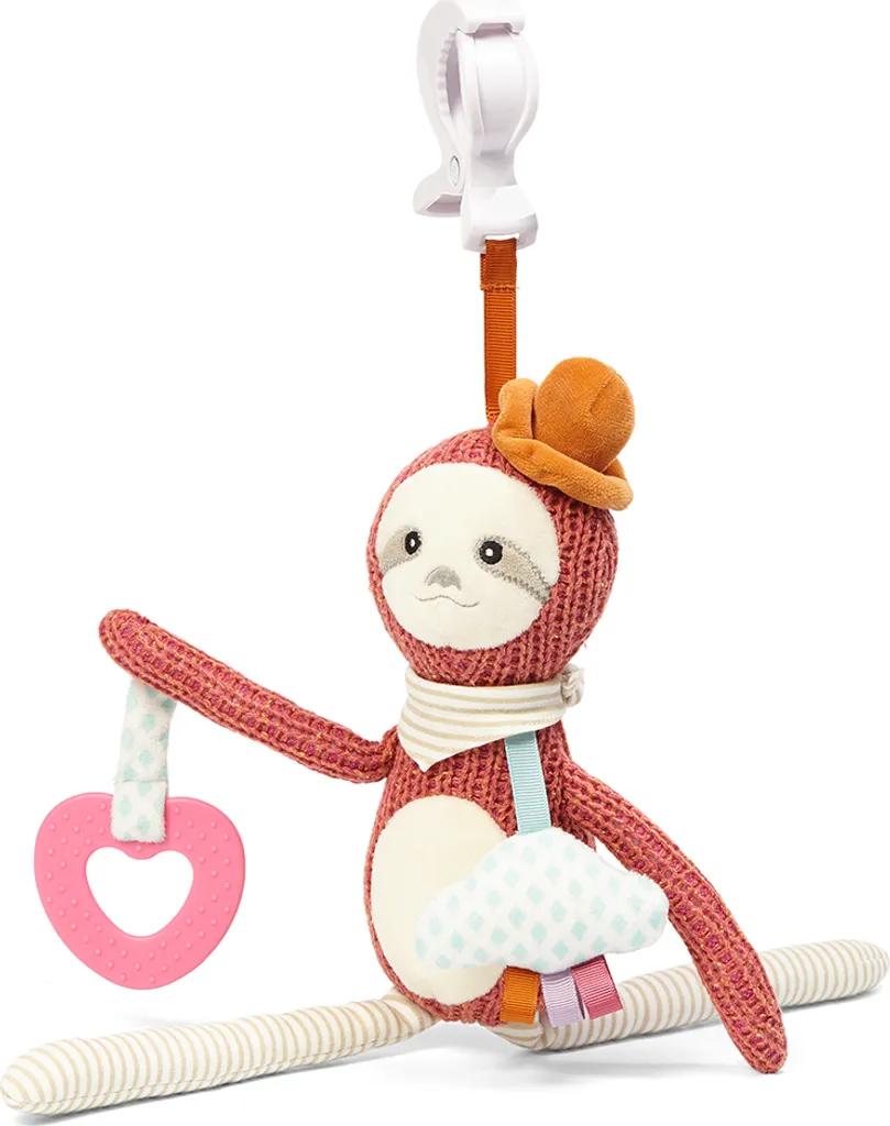 Jouet suspendu Sloth Leon anti-chute avec pince pour poussette cosy