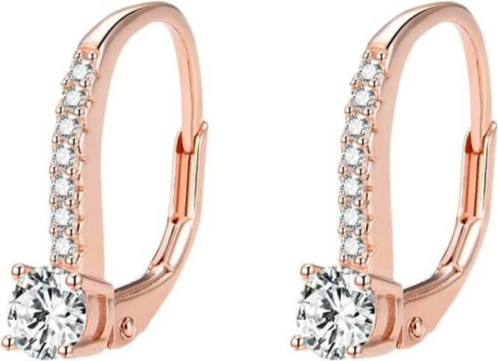 Créoles en argent doré rose ornées de cristaux roses AGUC1955-ROSE