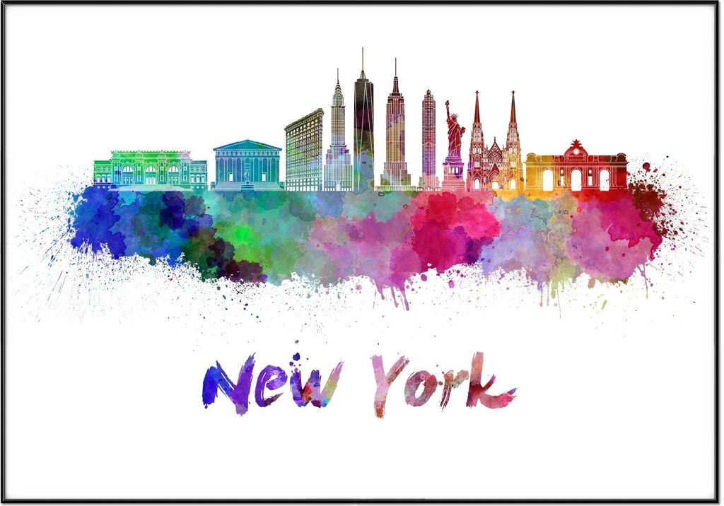 Wallario Wandbild Städte als Aquarell - Skyline von New Produktbild 
