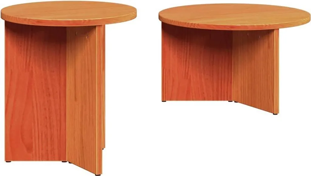 Set Tavolini Incassati vidaXL Pino Massiccio Marrone Cera Design Moderno