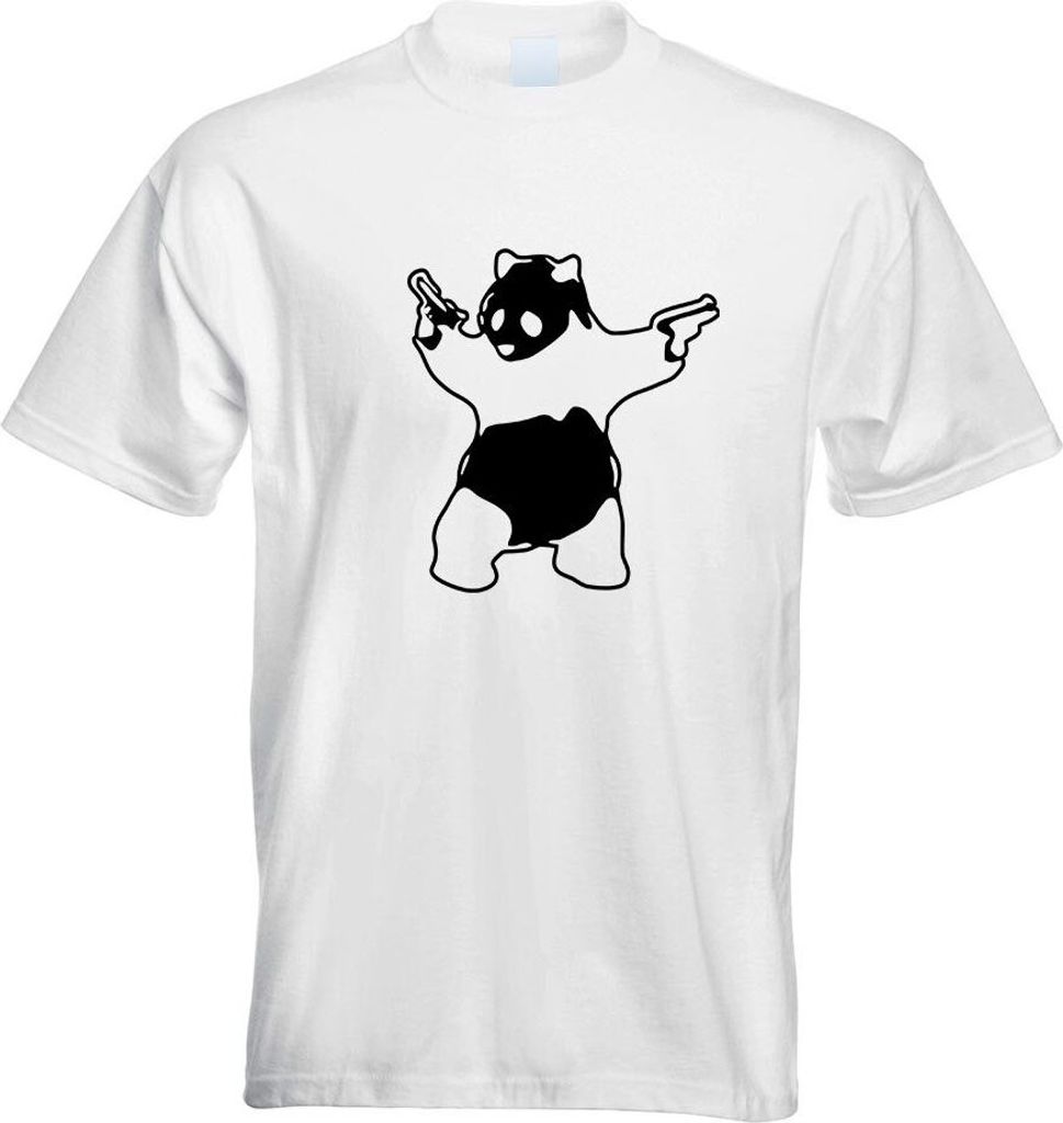 Kiwistar - T-Shirt - Weiss - Panda with Guns Motiv Bedruckt Funshirt Design Print - mit Motiv Bedruckt - Funshirt Design - Sport - Freizeit - Herre...