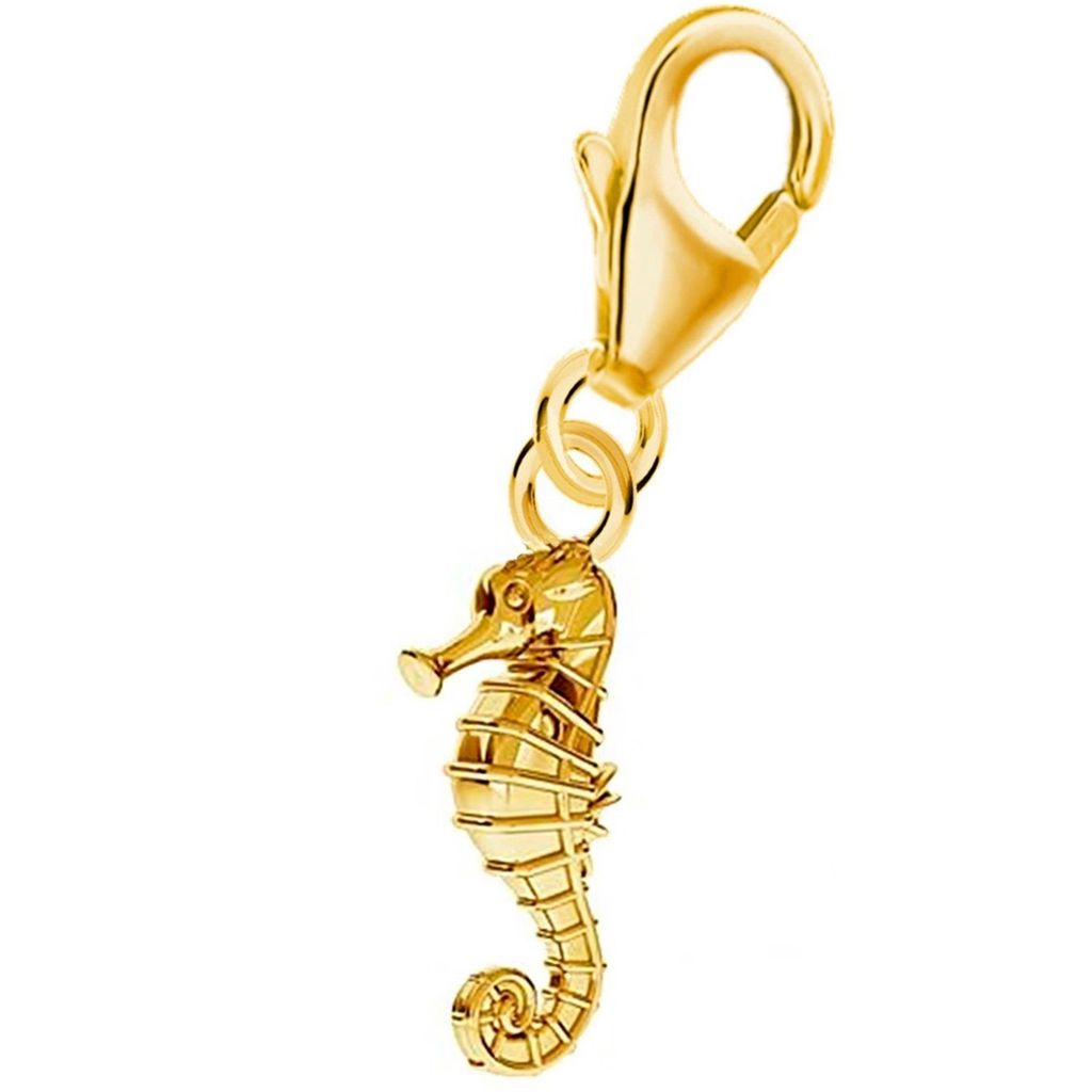 Seepferdchen Charm Anhänger für maritime Träume I Gelbgold
