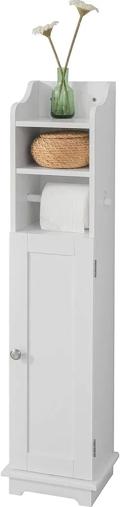 Meuble Colonne WC et Porte-Papier Toilette Blanc - Rangement Compact