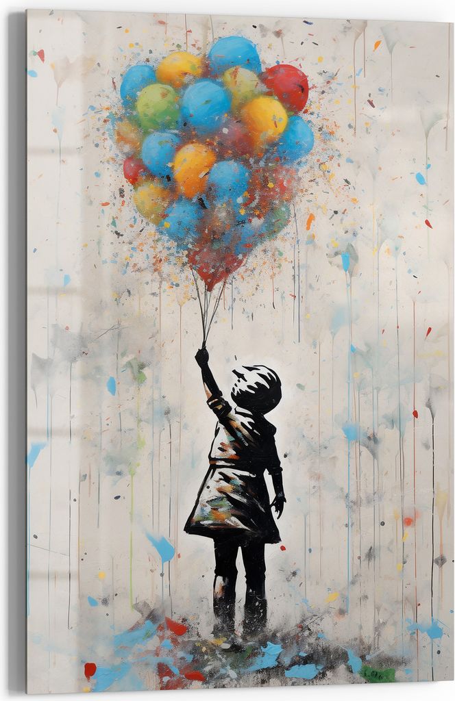 DEQORI Magnettafel Glas 60x90 cm 'Ballonträumerei' beschreibbar Whiteboard Pinnwand Küche