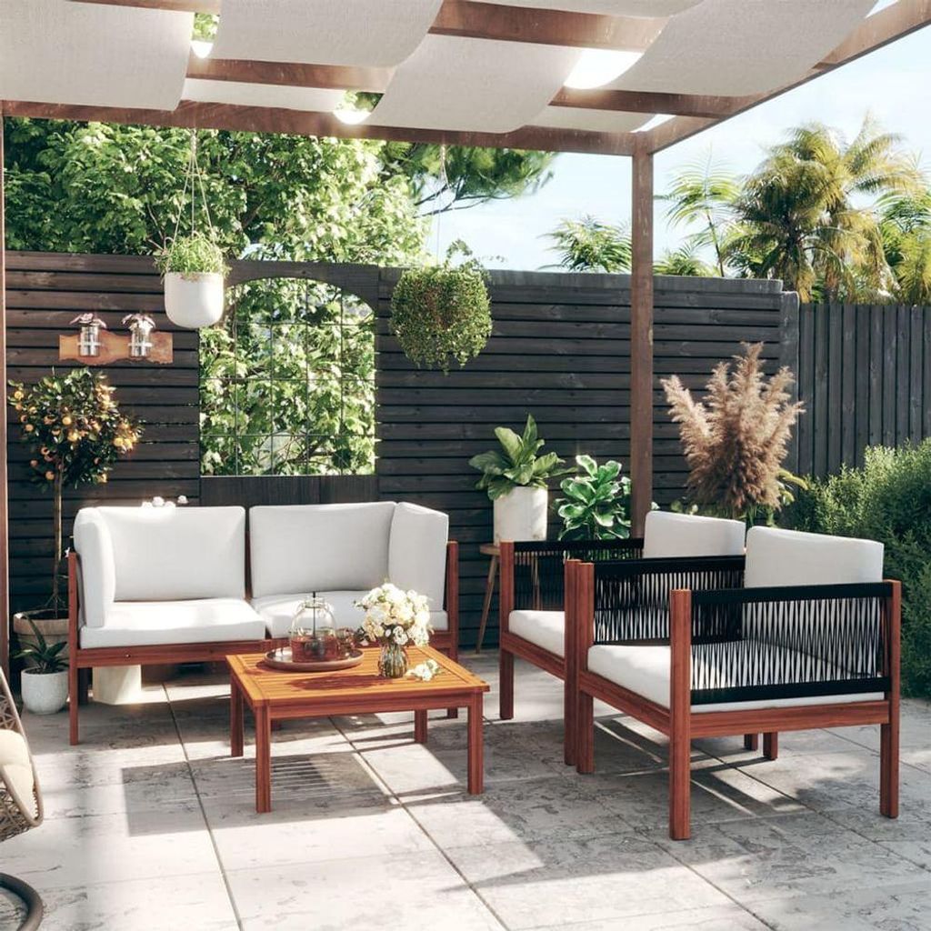 VidaXL Gartenmöbel-Set 11-teilig Mit Auflagen - Beige Rattan Sitzgruppe Mit Tisch Und Stühlen Für Terrasse & Garten