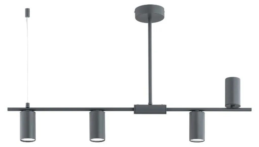 Suspension pour îlot de cuisine et salon | Luminaire gris 4 spots