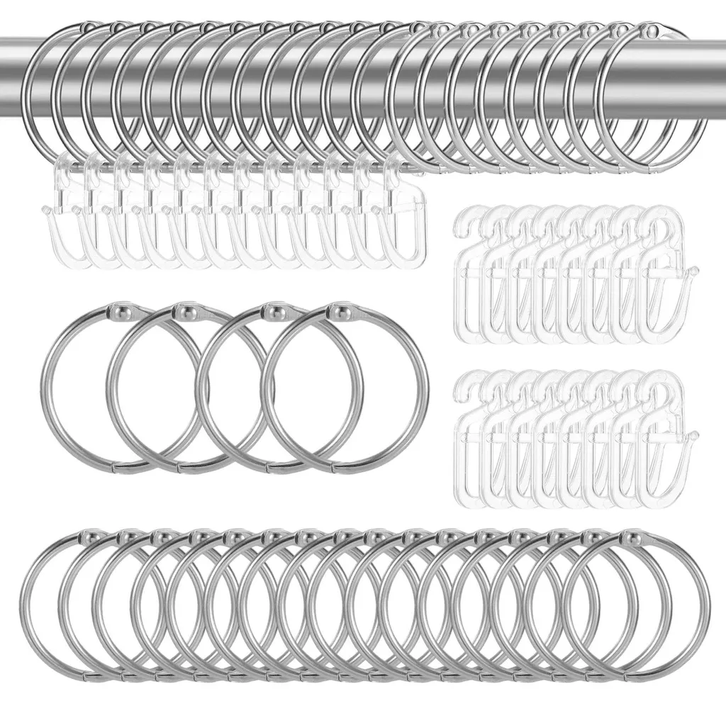 Anneaux de Douche avec Crochets Argentés pour Suspension Facile de Rideau x40