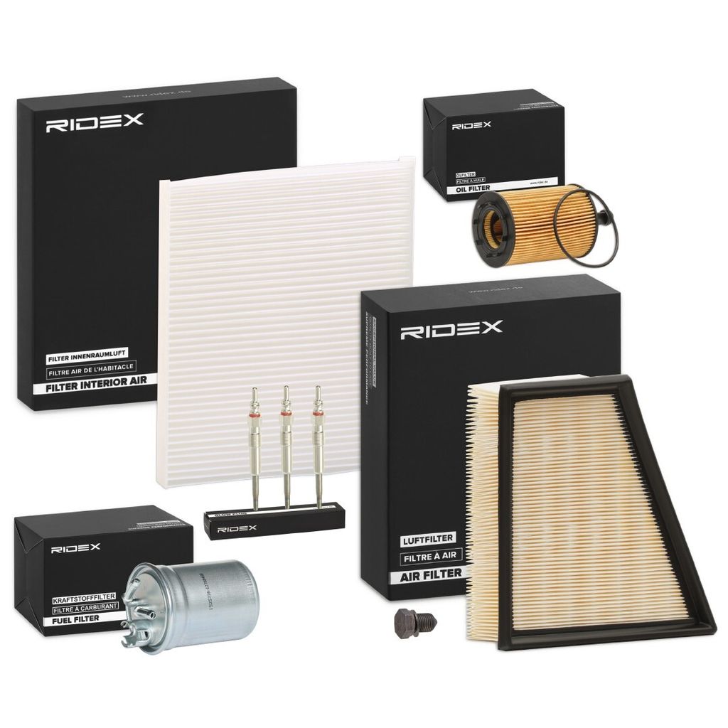 RIDEX Inspektionspaket Filterset für VW POLO (9N) für SKODA Fabia II Schrägheck (542) Fabia II Combi (545) ROOMSTER (5J) für SEAT Ibiza III Sch...