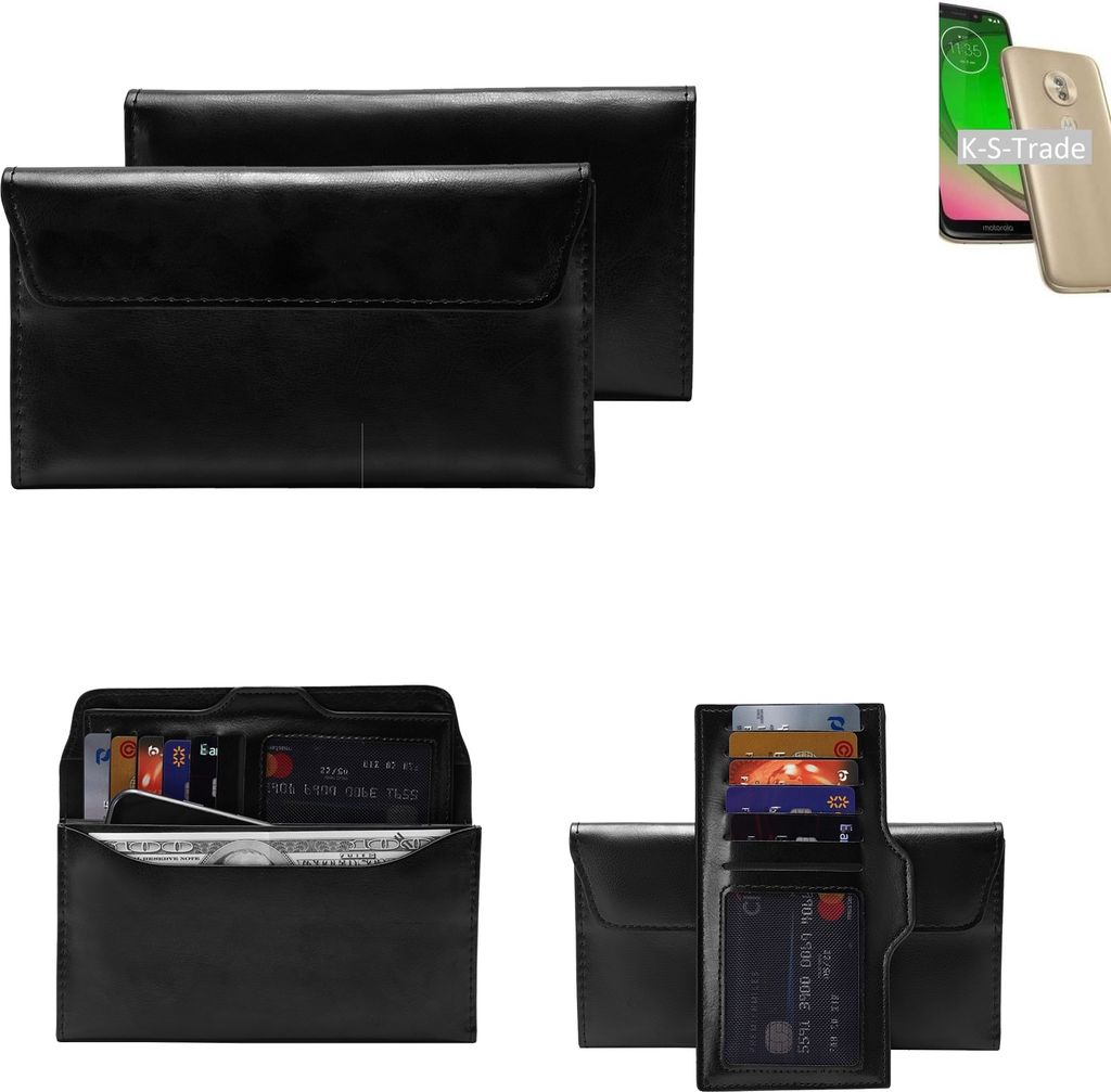 K-S-Trade Handy Hülle kompatibel mit Motorola Moto G7 Play Schutz Hülle Tasche Schutz Case Handytasche Kunstleder schwarz, 1x