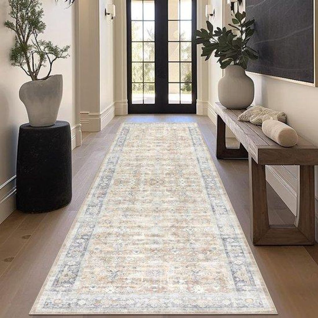 Wasbares Vintage Boho Vloerkleed 80x200cm mit Gummiboden