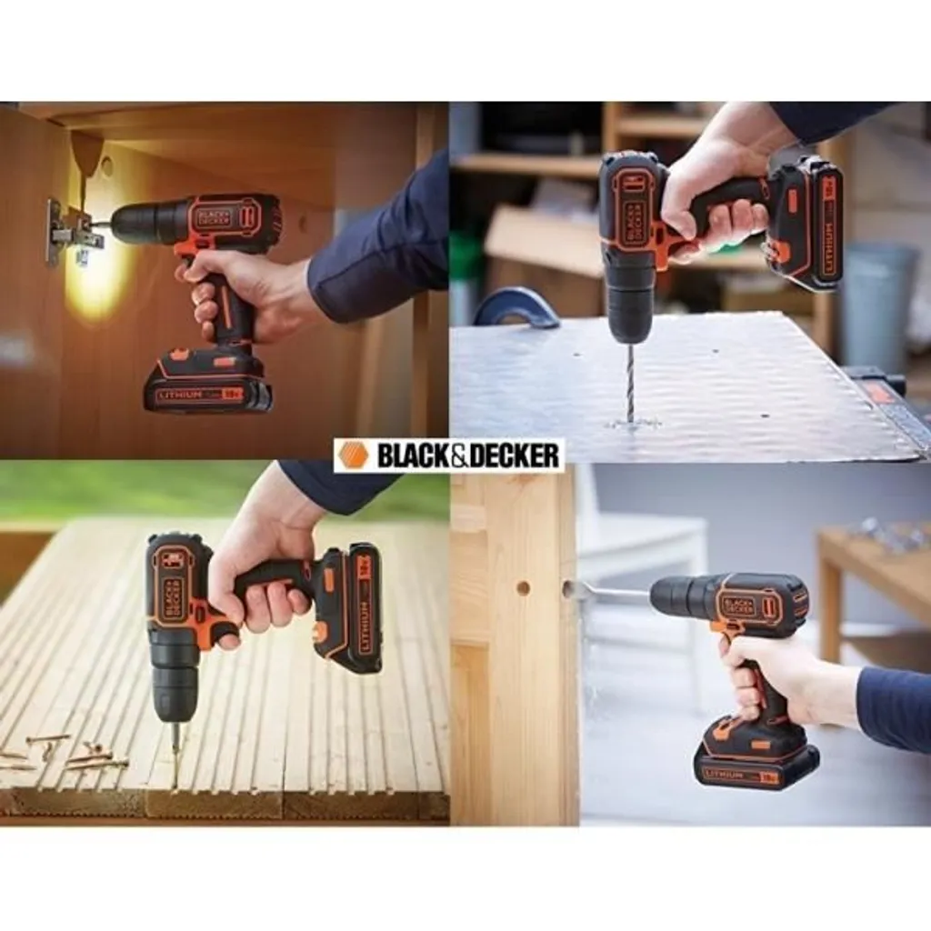 Perceuse 18V BDCDC18 Black+Decker avec Batterie Lithium 1,5Ah Compacte
