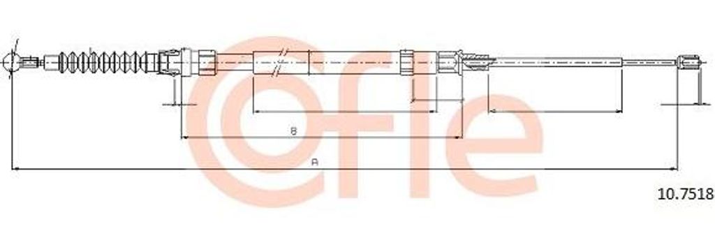 COFLE 10.7518 Seilzug, Handbremse OE 1K0609721AT kompatibel mit Scirocco, Jetta, Golf VI, Golf V, Golf Plus, EOS, Yeti, Octavia, Leon, Altea XL, Al...