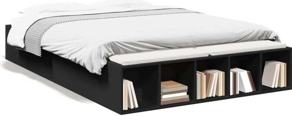Maison Exclusive - Bettgestell Schwarz 135x190 cm Holzwerkstoff