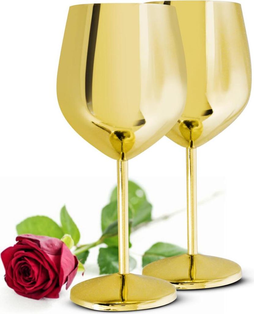 2 sklenice na víno 510ml zlatá nerezová číše na víno / Obrázek produktu 1