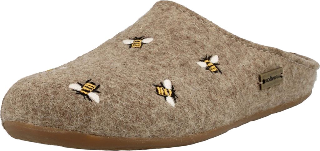 Haflinger Damen Hausschuh Pantoffel Bienen Stickerei Everest Api 484016, Größe:40 EU, Farbe:Braun