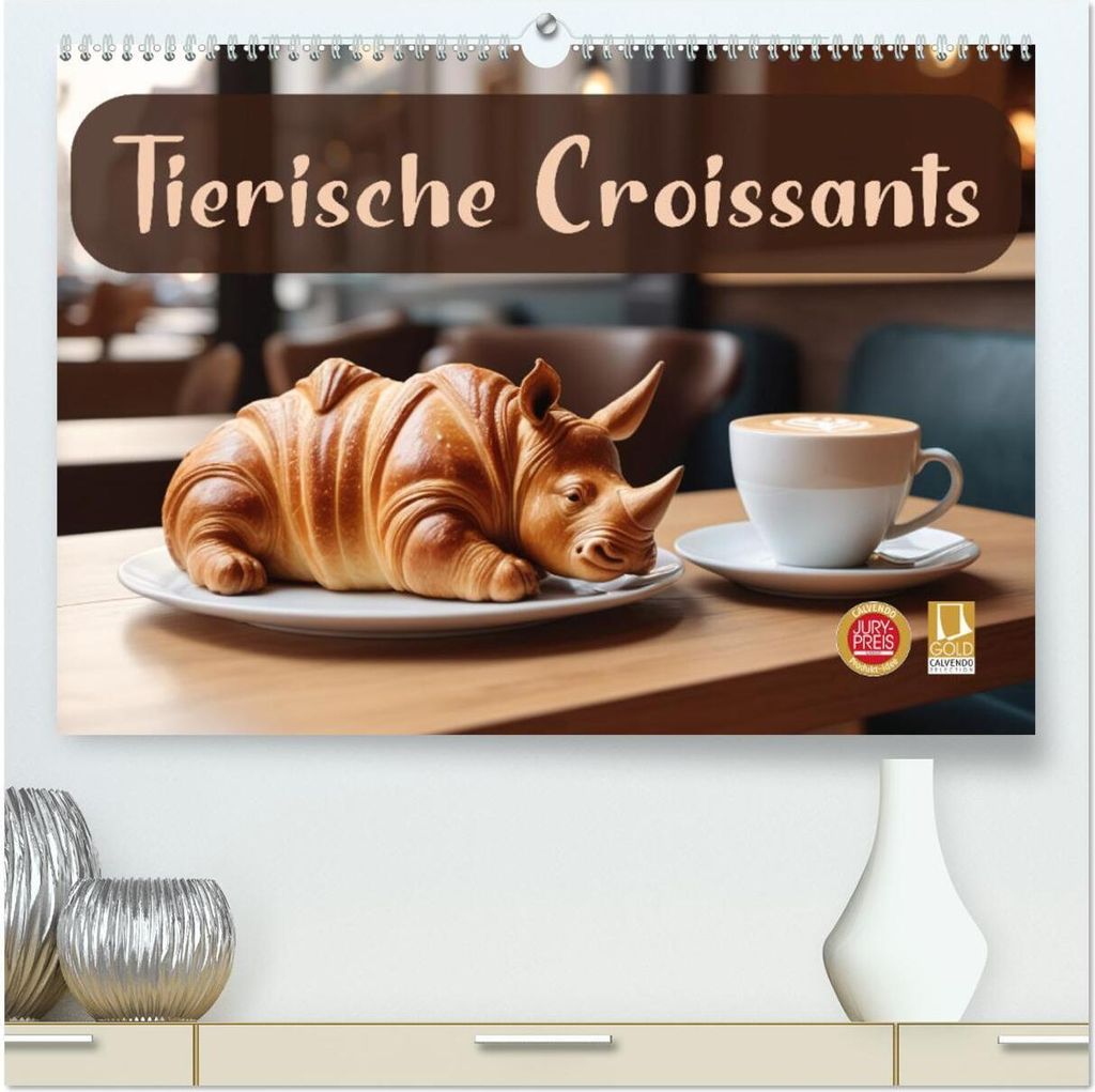 Tierische Croissants (hochwertiger Premium Wandkalender 2026 DIN A2 quer), Kunstdruck in Hochglanz