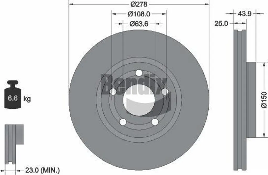 Disque de frein pour Ford Puma - Remplacez votre OE 2384229 avec BENDIX