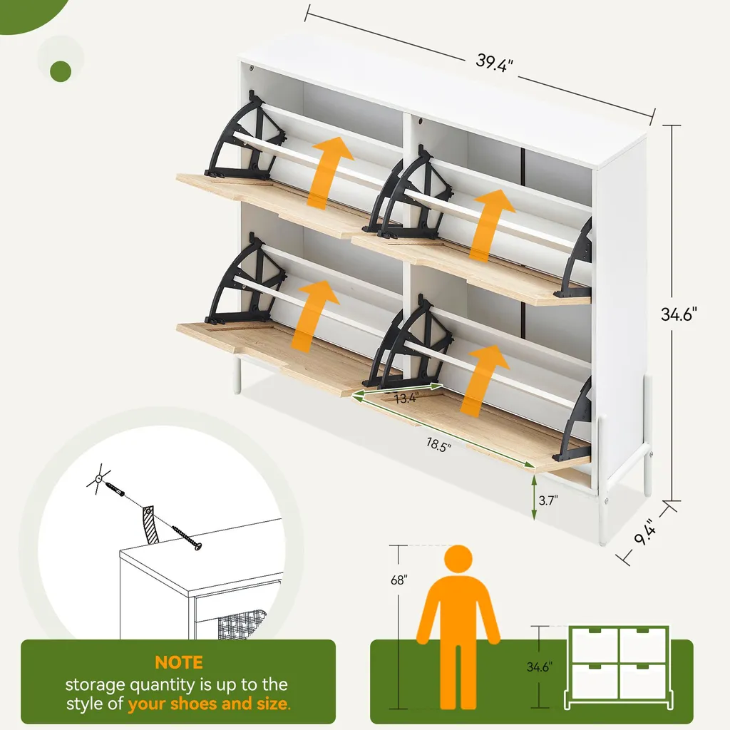 Tiroir à chaussures blanc anti-odeur en rotin - Solution gain de place 4p - 5