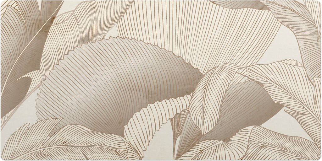 Blätter In Zarten Linien– Schreibtischunterlage – Schreibtisch Tischunterlage – 120x60 cm – Unterlage Groß Schreibtischmatte