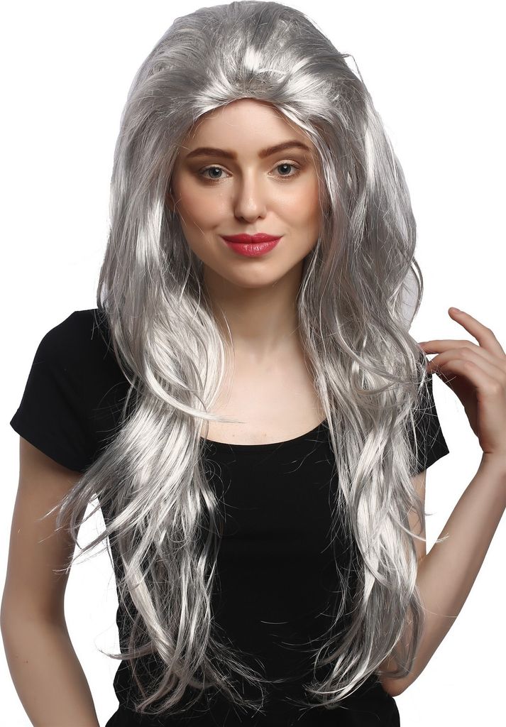 WIG ME UP Perücke Grau Glatt Lang Toupiert Volumen Produktbild 