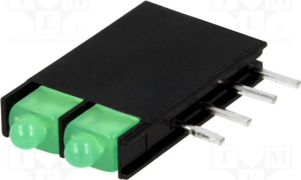 1x LED 20mA grün 70° Anz.Dioden: 2 im Gehäuse 1,8mm 2,2÷2,5V L-4060VH/2GD LED--An
